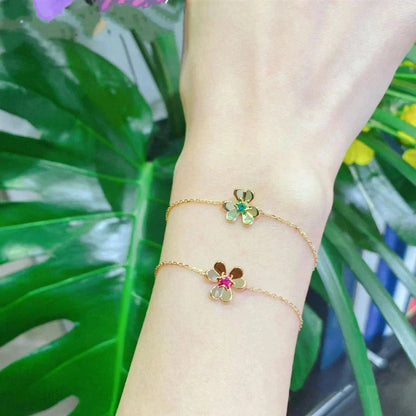 [Kismet Jewels ]FRIVOLE GOLD FLOWER PINK MALACHITE BRACELET