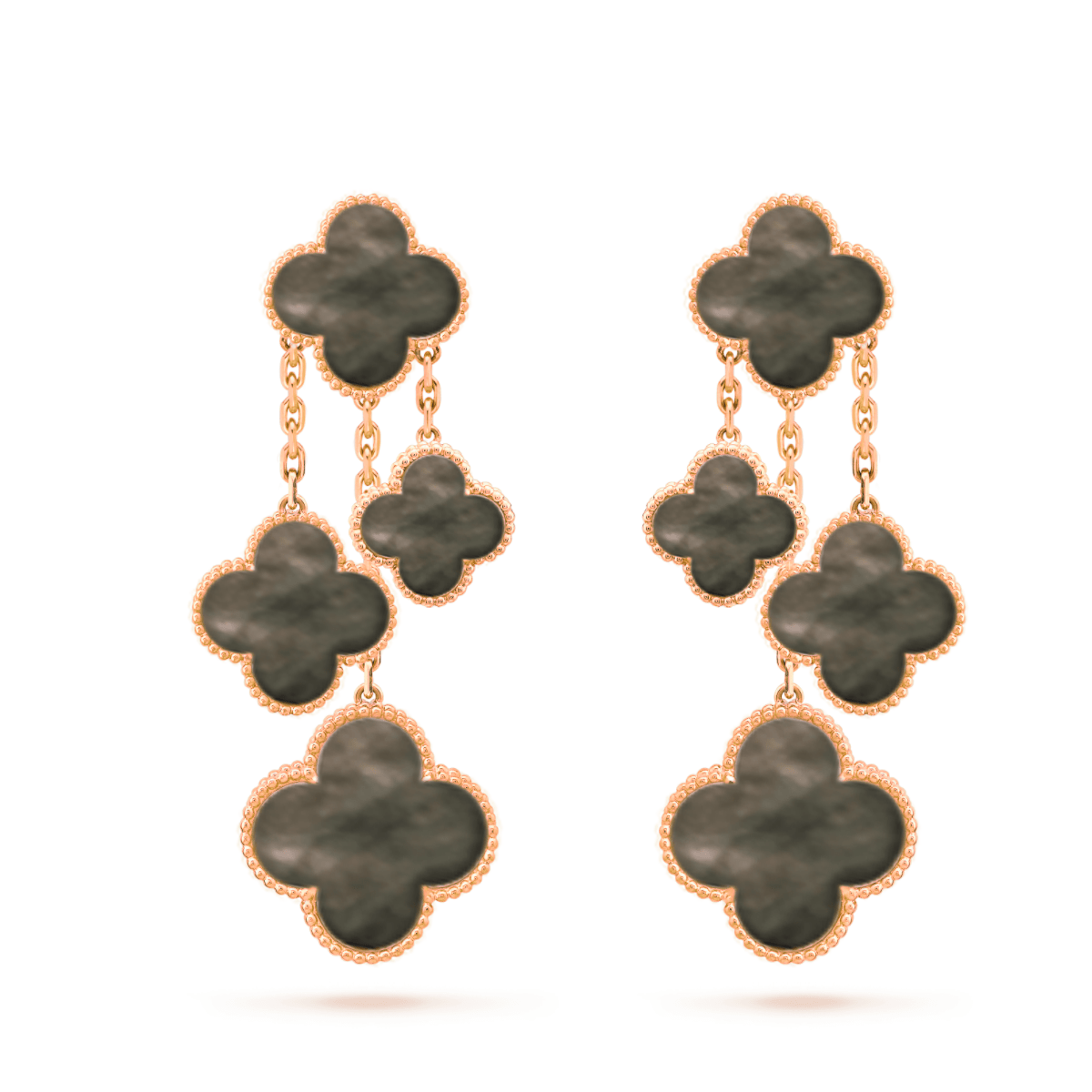 [Kismet Jewels ]CLOVER EARRINGS DARK MOP 4 MOTIFS ROSE GOLD