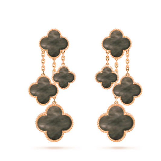 [Kismet Jewels ]CLOVER EARRINGS DARK MOP 4 MOTIFS ROSE GOLD