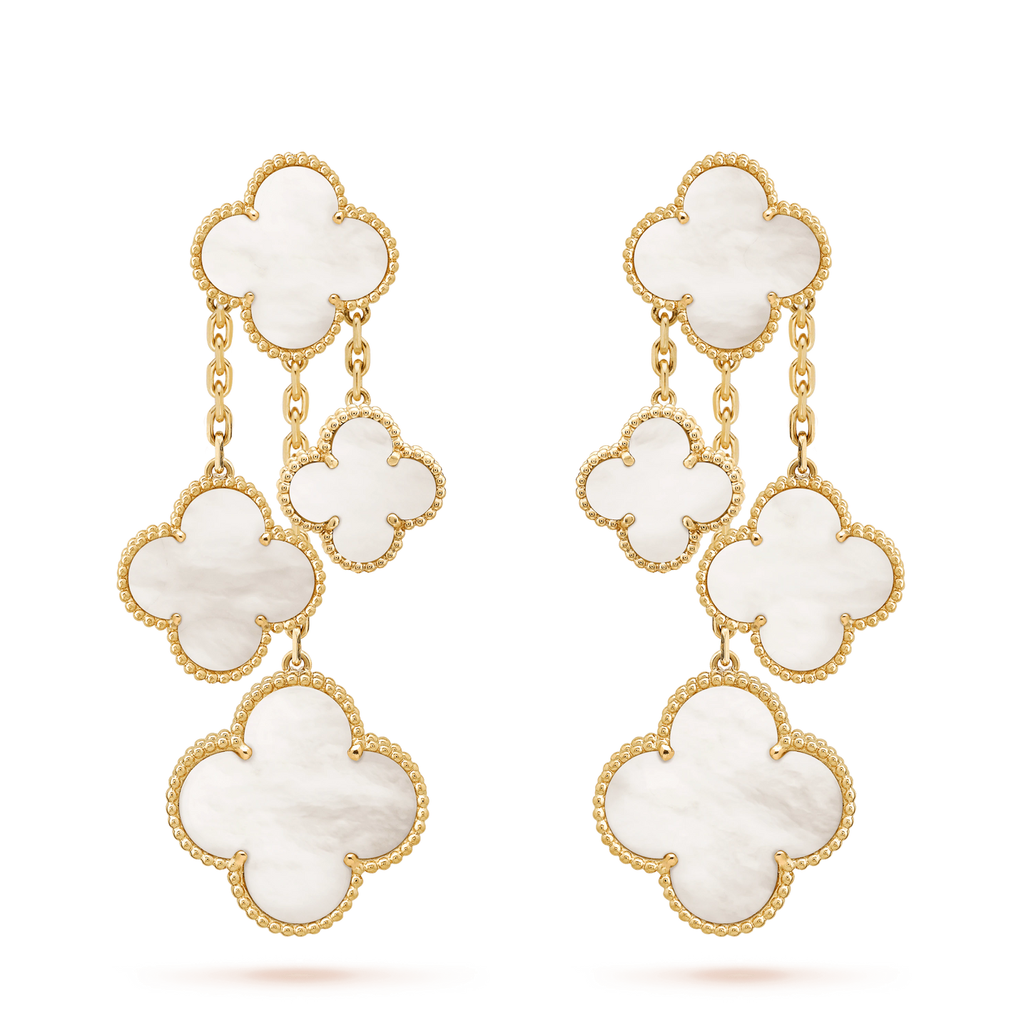 [Kismet Jewels ]CLOVER EARRINGS WHITE MOP 4 MOTIFS GOLD