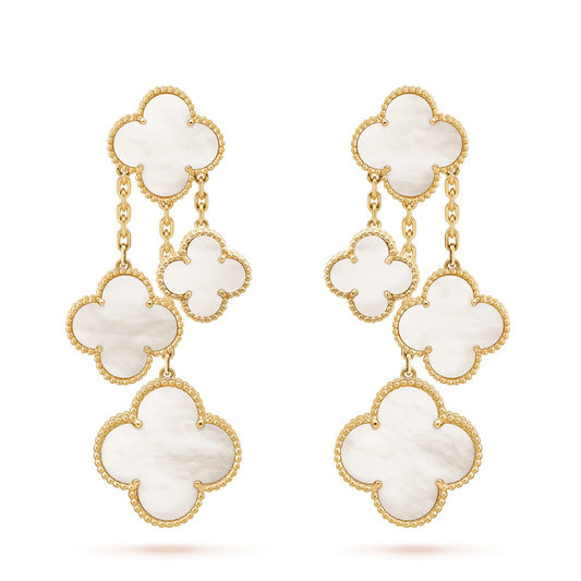 [Kismet Jewels ]CLOVER EARRINGS WHITE MOP 4 MOTIFS GOLD
