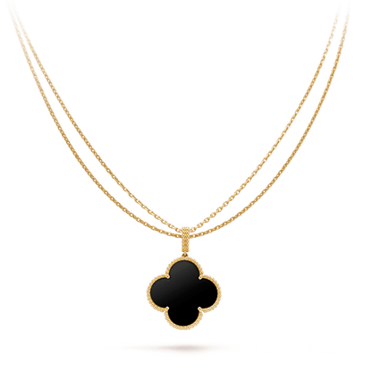 [Kismet Jewels ]CLOVER 25MM GOLD ONYX BIG CLOVER NECKLACE