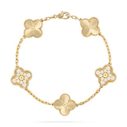 [Kismet Jewels ]CLOVER BRACELET 5 MOTIFS GOLD DIAMOND