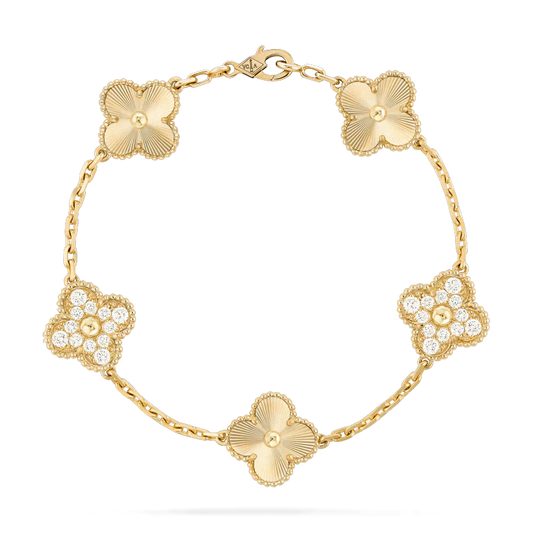[Kismet Jewels ]CLOVER BRACELET 5 MOTIFS GOLD DIAMOND
