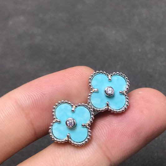 [Kismet Jewels ]CLOVER 1 DIAMOND BLUE SKY SILVER EARRINGS