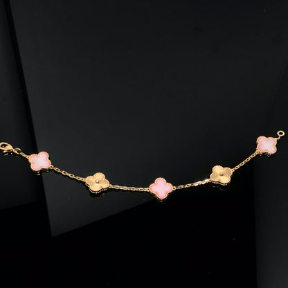 [Kismet Jewels ]CLOVER BRACELET 5 MOTIF PINK AND PINK GOLD