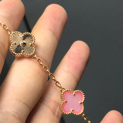 [Kismet Jewels ]CLOVER BRACELET 5 MOTIF PINK AND PINK GOLD
