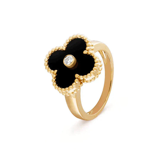 [Kismet Jewels ]CLOVER ONYX RING GOLD DIAMOND