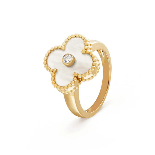 [Kismet Jewels ]CLOVER PINK MOP RING GOLD DIAMOND